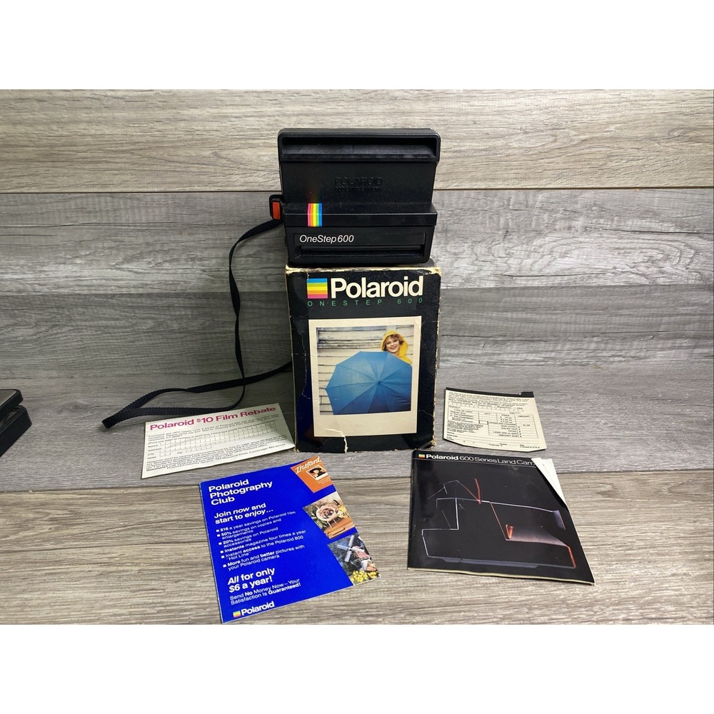 Vintage Polaroid One Step 600 Instant Film Camera w/ Box & Manual